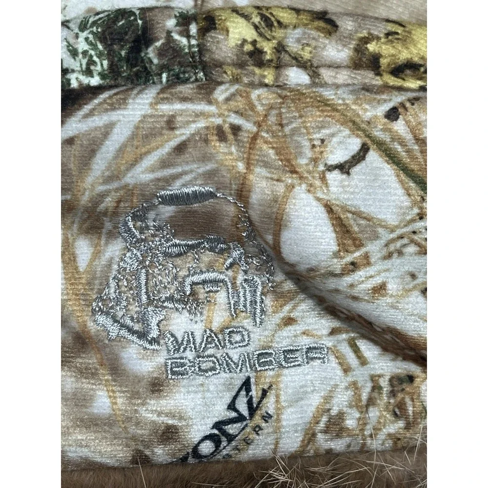 Mad Bomber Camouflage Trapper Hat Natural Rabbit Fur Aviator XXL Mens EUC Warm